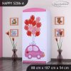 Skříň Happy SZ06 - růžové auto s balonky (Barva bílá, Vnitřek skříně šatní tyč)