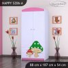 Skříň Happy SZ06 - růžový hříbeček (Barva bílá, Vnitřek skříně šatní tyč)