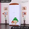 Skříň Happy SZ06 - růžový hříbeček (Barva bílá, Vnitřek skříně šatní tyč)