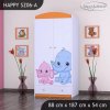 Skříň Happy SZ06 - růžový a modrý slon (Barva bílá, Vnitřek skříně šatní tyč)