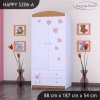 Skříň Happy SZ06 - růžový slon se srdcem (Barva bílá, Vnitřek skříně šatní tyč)
