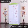 Skříň Happy SZ06 - růžový slon se srdcem (Barva bílá, Vnitřek skříně šatní tyč)