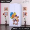 Skříň Happy SZ06 - šťastný medvídek (Barva bílá, Vnitřek skříně šatní tyč)