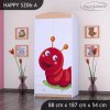 Skříň Happy SZ06 - veselá housenka (Barva bílá, Vnitřek skříně šatní tyč)