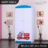 Skříň Happy SZ06 - hasičské auto (Barva bílá, Vnitřek skříně šatní tyč)