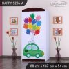 Skříň Happy SZ06 - zelené auto s balonky (Barva bílá, Vnitřek skříně šatní tyč)