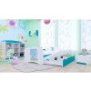 Dětská postel Happy pro dvě děti - modrý medvídek (Barva bílá, Velikost spací plochy 160x80, Krátká zábrana ne)
