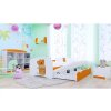 Dětská postel Happy pro dvě děti - medvídek s kyticí (Barva bílá, Velikost spací plochy 160x80, Krátká zábrana ne)