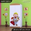 Skříň Happy SZ07 - bořek stavitel (Barva bílá, Vnitřek skříně šatní tyč)