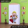 Skříň Happy SZ07 - bořek stavitel (Barva bílá, Vnitřek skříně šatní tyč)