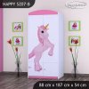 Skříň Happy SZ07 - princezna a jednorožec (Barva bílá, Vnitřek skříně šatní tyč)