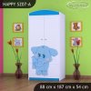 Skříň Happy SZ07 - modrý slon (Barva bílá, Vnitřek skříně šatní tyč)
