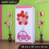 Skříň Happy SZ07 - růžové auto s balonky (Barva bílá, Vnitřek skříně šatní tyč)