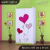 Skříň Happy SZ07 - srdíčka (Barva bílá, Vnitřek skříně šatní tyč)