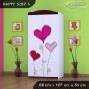 Skříň Happy SZ07 - srdíčka (Barva bílá, Vnitřek skříně šatní tyč)