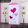 Skříň Happy SZ07 - srdíčka (Barva bílá, Vnitřek skříně šatní tyč)