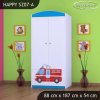Skříň Happy SZ07 - hasičské auto (Barva bílá, Vnitřek skříně šatní tyč)