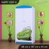 Skříň Happy SZ07 - zelené auto (Barva bílá, Vnitřek skříně šatní tyč)