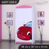 Skříň Happy SZ08 - pohádkové auto (Barva bílá, Vnitřek skříně šatní tyč)