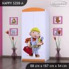 Skříň Happy SZ08 - bořek stavitel (Barva bílá, Vnitřek skříně šatní tyč)