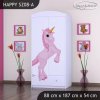 Skříň Happy SZ08 - princezna a jednorožec (Barva bílá, Vnitřek skříně šatní tyč)