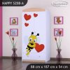 Skříň Happy SZ08 - včelka se srdcem (Barva bílá, Vnitřek skříně šatní tyč)