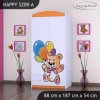 Skříň Happy SZ08 - šťastný medvídek (Barva bílá, Vnitřek skříně šatní tyč)