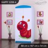Skříň Happy SZ08 - veselá housenka (Barva bílá, Vnitřek skříně šatní tyč)