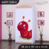 Skříň Happy SZ08 - veselá housenka (Barva bílá, Vnitřek skříně šatní tyč)