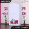 Skříň Happy SZ08 - hasičské auto (Barva bílá, Vnitřek skříně šatní tyč)