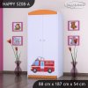 Skříň Happy SZ08 - hasičské auto (Barva bílá, Vnitřek skříně šatní tyč)