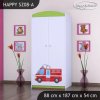 Skříň Happy SZ08 - hasičské auto (Barva bílá, Vnitřek skříně šatní tyč)