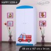 Skříň Happy SZ08 - hasičské auto (Barva bílá, Vnitřek skříně šatní tyč)