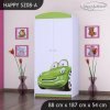 Skříň Happy SZ08 - zelené auto (Barva bílá, Vnitřek skříně šatní tyč)