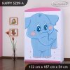 Skříň Happy SZ09 - modrý slon (Barva bílá)