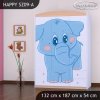 Skříň Happy SZ09 - modrý slon (Barva bílá)