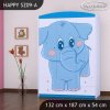 Skříň Happy SZ09 - modrý slon (Barva bílá)