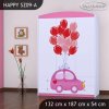 Skříň Happy SZ09 - růžové auto s balónky (Barva bílá)