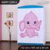 Skříň Happy SZ09 - růžový a modrý slon (Barva bílá)