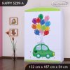 Skříň Happy SZ09 - zelené auto s balónky (Barva bílá)