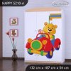 Skříň Happy SZ10 - medvídek v červeném autě (Barva bílá)