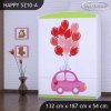 Skříň Happy SZ10 - růžové auto s balónky (Barva bílá)