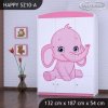 Skříň Happy SZ10 - růžový a modrý slon (Barva bílá)