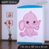 Skříň Happy SZ10 - růžový a modrý slon (Barva bílá)