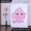 Skříň Happy SZ10 - růžový a modrý slon (Barva bílá)