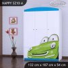 Skříň Happy SZ10 - zelené auto (Barva bílá)