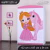 Skříň Happy SZ11 - princezna a jednorožec (Barva bílá)