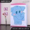 Skříň Happy SZ11 - modrý slon (Barva bílá)