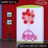 Skříň Happy SZ11 - růžové auto s balónky (Barva bílá)