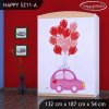 Skříň Happy SZ11 - růžové auto s balónky (Barva bílá)